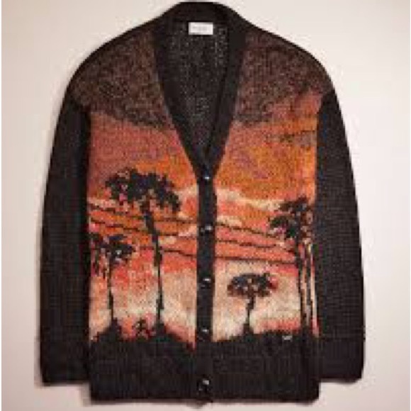 Coach Sweaters - Coach Palm Tree Intarsia Mohair Wool Blend Cardigan